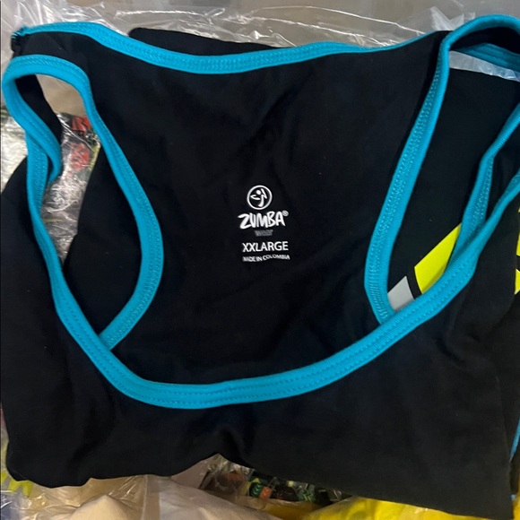 ZUMBA FITNESS sporty stretchy black tank top Blue “Join the Party” XXLarge NWT - Picture 10 of 10